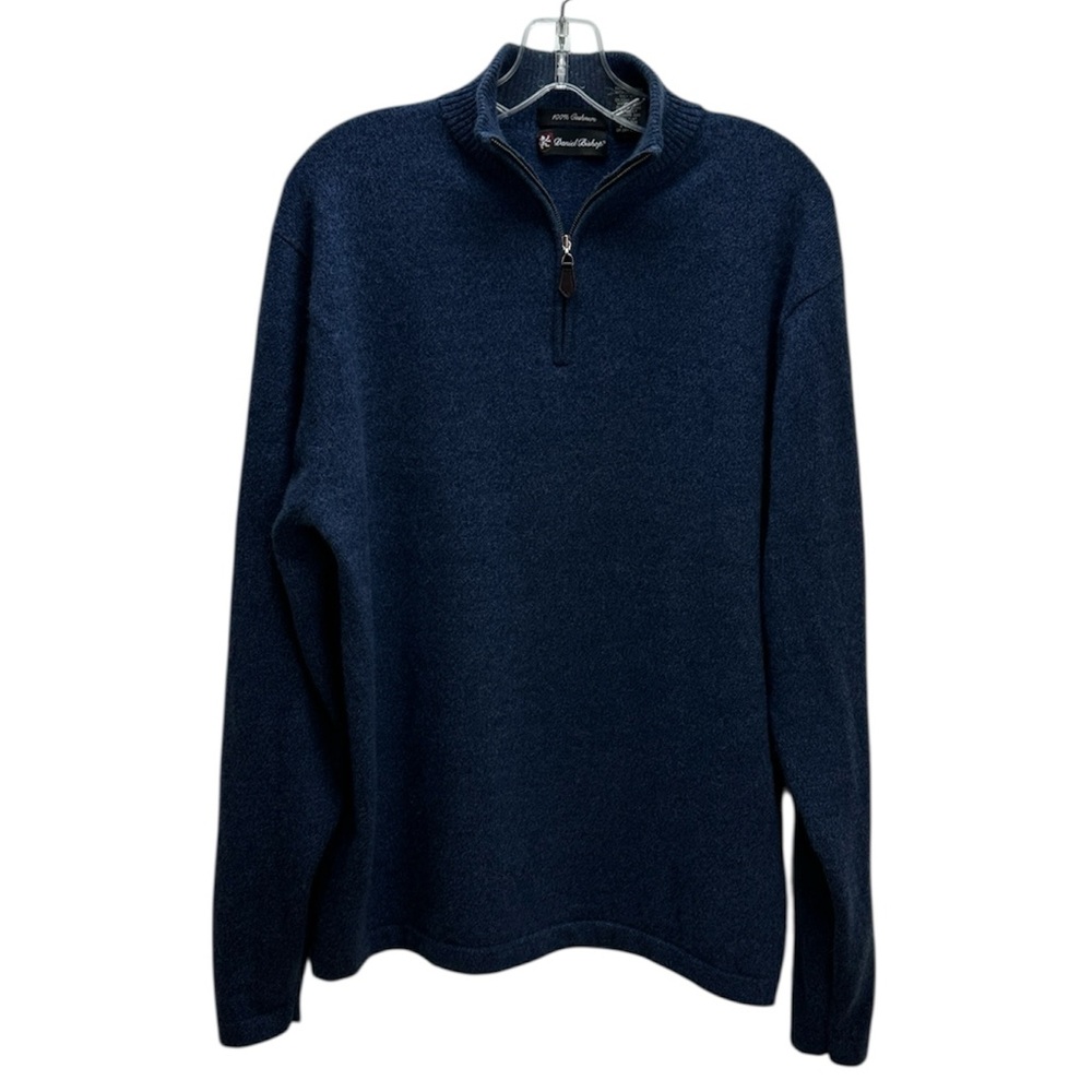 Daniel Bishop‎ Blue 100% Cashmere 1/4 Zip Pullover L Soft Warm Cozy